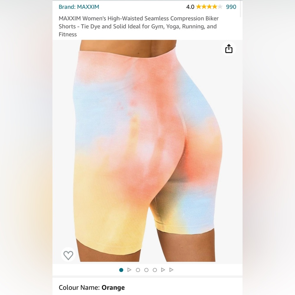 MAXXIM Women's High-Waisted Seamless Compression Shorts Tie Dye